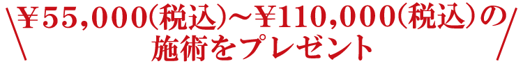 \¥55,000(税込)~¥110,000(税込)の施術をプレゼント/